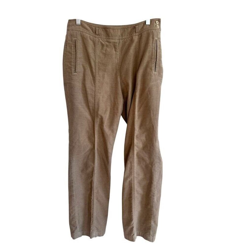 J Jill Pants 6 Tan Straight Velour Velvet Casual Pockets Career Soft Casual